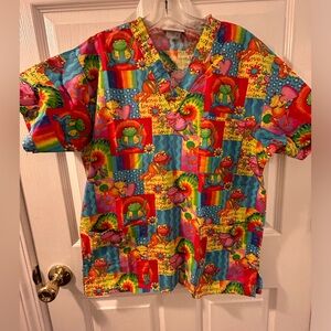 Peaches Uniform Peace and Love scrub top women’s XS